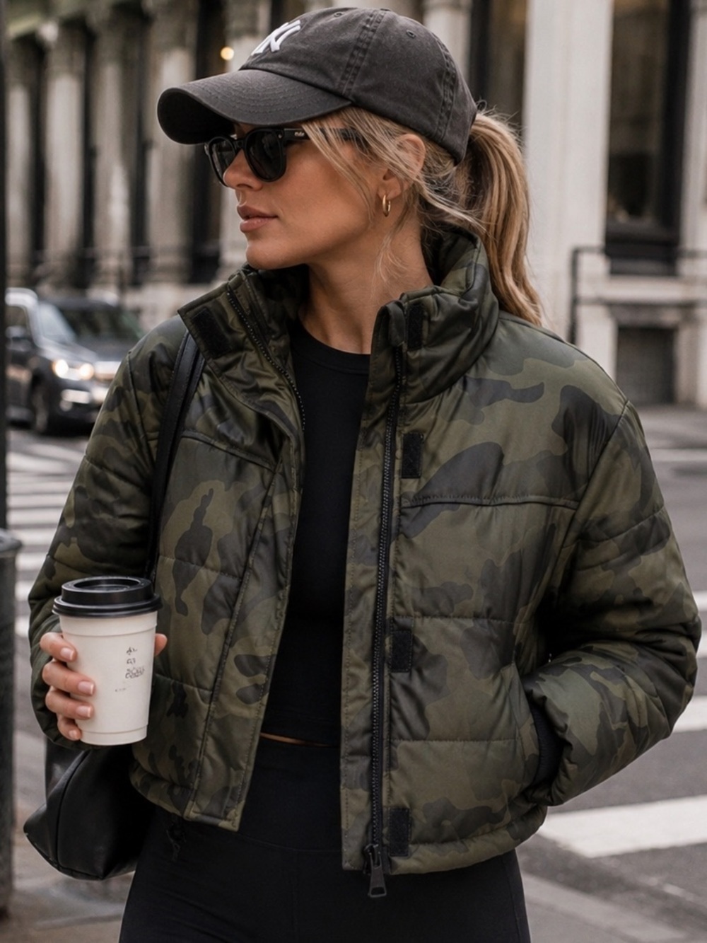 Bagatelle Cropped Camo Puffer Jacket Small
